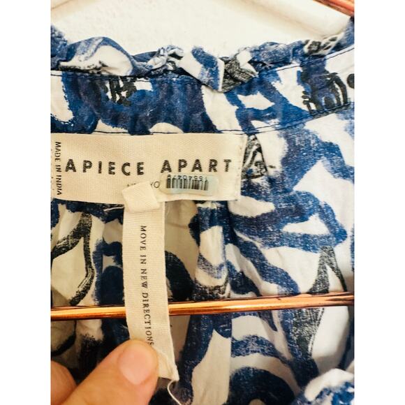 APIECE APART Blue White Floral Cotton Las Alturas Mini Dress Size Medium - Picture 8 of 16